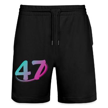 Number 47 multicolor - Stanley/Stella Trainer Unisex Organic Jogging Shorts - black - Front - Nik (191cm) & Marisol (170cm)