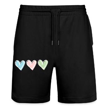Coeur Pastel - Short de jogging bio TRAINER Stanley/Stella unisexe - noir - Devant - Nik (191cm) & Marisol (170cm)