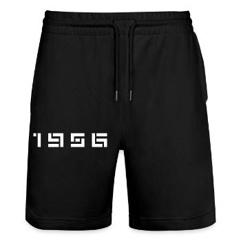 Year of birth Born In - Made in 1956. - Stanley/Stella Trainer Unisex Organic Jogging Shorts - black - Front - Nik (191cm) & Marisol (170cm)