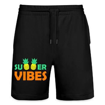 summer vibes 02 - Stanley/Stella Unisex Bio Joggingshorts Trainer  - Schwarz - Vorne - Nik (191cm) & Marisol (170cm)