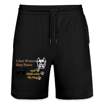 Wir lieben Hunde - Stanley/Stella Unisex Bio Joggingshorts Trainer  - Schwarz - Vorne - Nik (191cm) & Marisol (170cm)