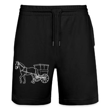 Nostalgische Fahrt - Pferd mit Kutsche - Stanley/Stella Unisex Bio Joggingshorts Trainer  - Schwarz - Vorne - Nik (191cm) & Marisol (170cm)