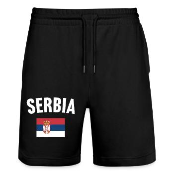 Drapeau de la Serbie - Short de jogging bio TRAINER Stanley/Stella unisexe - noir - Devant - Nik (191cm) & Marisol (170cm)