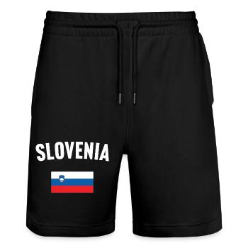 Slowenien Flagge - Stanley/Stella Unisex Bio Joggingshorts Trainer  - Schwarz - Vorne - Nik (191cm) & Marisol (170cm)