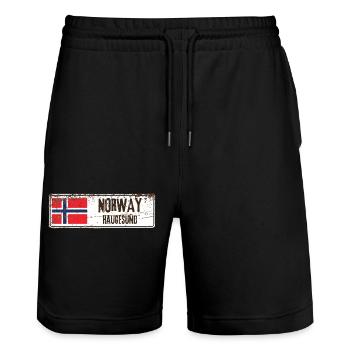 Haugesund Norwegen Flagge - Stanley/Stella Unisex Bio Joggingshorts Trainer  - Schwarz - Vorne - Nik (191cm) & Marisol (170cm)