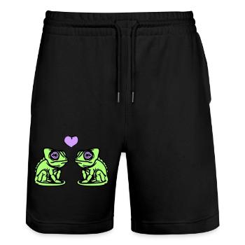 L’amour caméléon - Short de jogging bio TRAINER Stanley/Stella unisexe - noir - Devant - Nik (191cm) & Marisol (170cm)