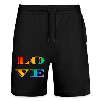 Amour arc-en-ciel rétro - Short de jogging bio TRAINER Stanley/Stella unisexe - noir - Devant - Nik (191cm) & Marisol (170cm)