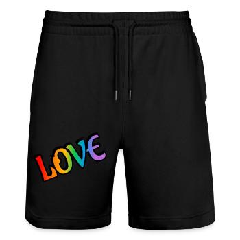 Amour arc-en-ciel rétro - Short de jogging bio TRAINER Stanley/Stella unisexe - noir - Devant - Nik (191cm) & Marisol (170cm)