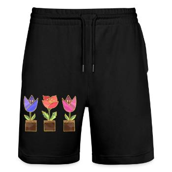 Fleur - Short de jogging bio TRAINER Stanley/Stella unisexe - noir - Devant - Nik (191cm) & Marisol (170cm)