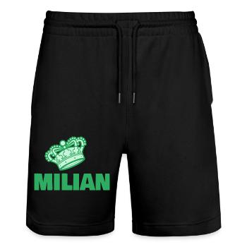 First name Milian - Stanley/Stella Trainer Unisex Organic Jogging Shorts - black - Front - Nik (191cm) & Marisol (170cm)