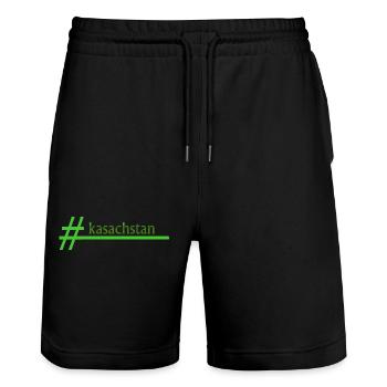 Geschenk für kasachstan - Stanley/Stella Unisex Bio Joggingshorts Trainer  - Schwarz - Vorne - Nik (191cm) & Marisol (170cm)