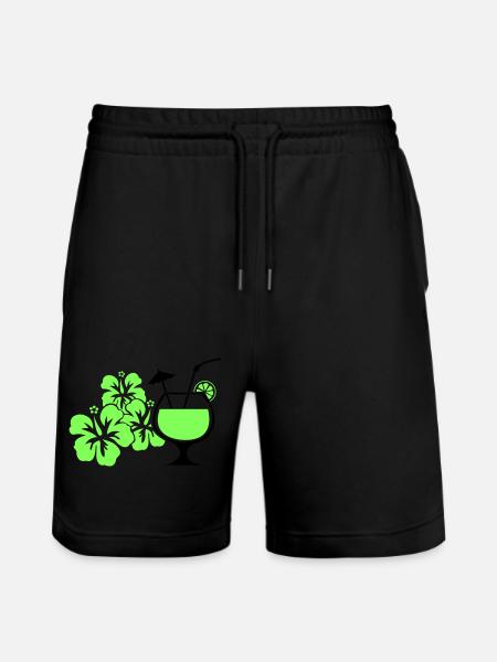 Hawaiian Hibiscus Cocktail - Stanley/Stella Trainer Unisex Organic Jogging Shorts - black