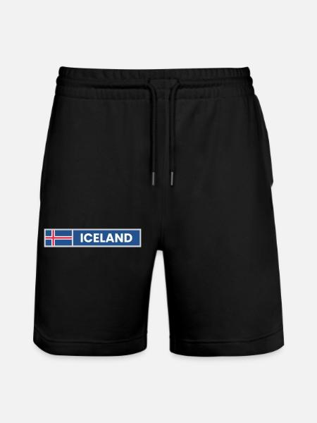 Iceland National Flag - Stanley/Stella Trainer Unisex Organic Jogging Shorts - black