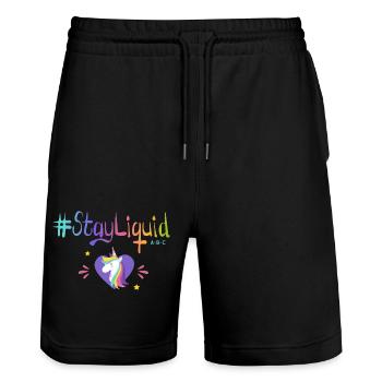 #Stayliquid Unicorn Heart - Stanley/Stella Trainer Unisex Organic Jogging Shorts - black - Front - Nik (191cm) & Marisol (170cm)