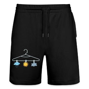Wettervorhersage Aufhänger Weather Forecast Hanger - Stanley/Stella Unisex Bio Joggingshorts Trainer  - Schwarz - Vorne - Nik (191cm) & Marisol (170cm)
