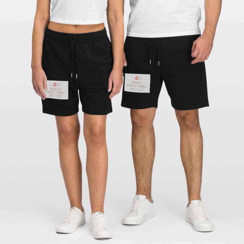 Cake makes everything better simple typography Stanley/Stella Trainer Unisex Organic Jogging Shorts