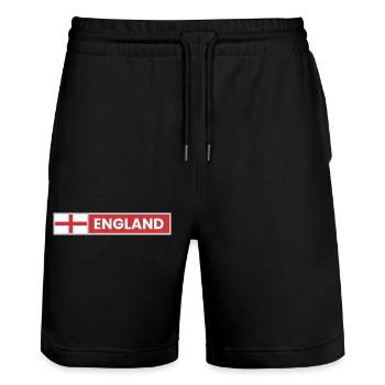 England National Flag - Stanley/Stella Trainer Unisex Organic Jogging Shorts - black - Front - Nik (191cm) & Marisol (170cm)
