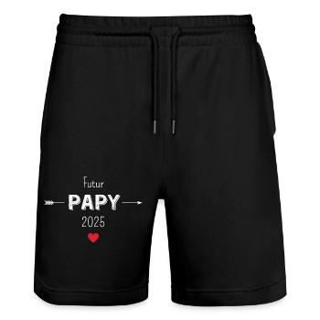 Zukunft Opa 2025 - Stanley/Stella Unisex Bio Joggingshorts Trainer  - Schwarz - Vorne - Nik (191cm) & Marisol (170cm)