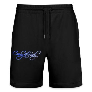 Chat fou Dame Texte Folle Femme Chats Amour - Short de jogging bio TRAINER Stanley/Stella unisexe - noir - Devant - Nik (191cm) & Marisol (170cm)
