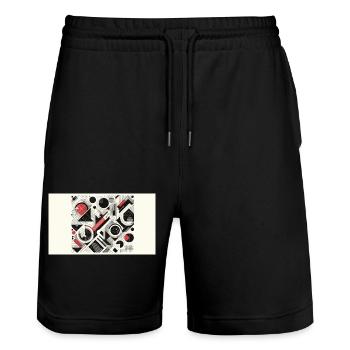 Abstract - Stanley/Stella Trainer Unisex Organic Jogging Shorts - black - Front - Nik (191cm) & Marisol (170cm)
