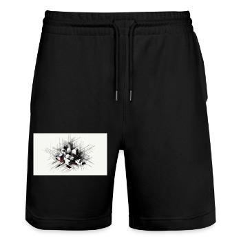 Abstract art - Stanley/Stella Trainer Unisex Organic Jogging Shorts - black - Front - Nik (191cm) & Marisol (170cm)