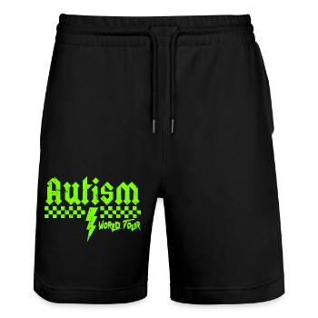 Autism awareness different different better - Stanley/Stella Trainer Unisex Organic Jogging Shorts - black - Front - Nik (191cm) & Marisol (170cm)