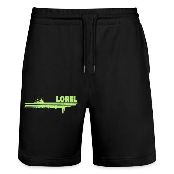 Farbklecks Lorel - Stanley/Stella Unisex Bio Joggingshorts Trainer  - Schwarz - Vorne - Nik (191cm) & Marisol (170cm)
