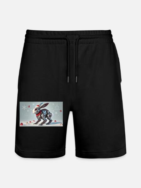 Weihnachtshase - Stanley/Stella Unisex Bio Joggingshorts Trainer - Schwarz