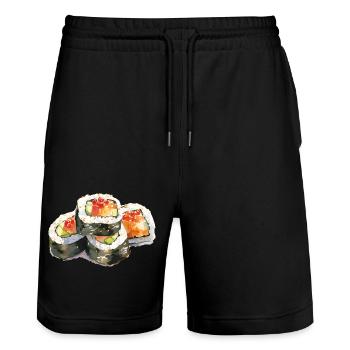 Nourriture pour sushis - Short de jogging bio TRAINER Stanley/Stella unisexe - noir - Devant - Nik (191cm) & Marisol (170cm)