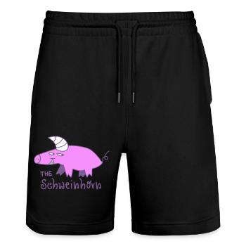 The Schweinhorn - Stanley/Stella Unisex Bio Joggingshorts Trainer  - Schwarz - Vorne - Nik (191cm) & Marisol (170cm)