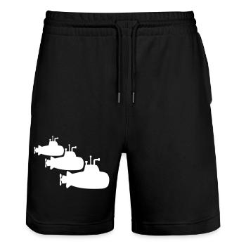 3 U-Boote Flotte Drei Geschwader Gruppe Team Crew - Stanley/Stella Unisex Bio Joggingshorts Trainer  - Schwarz - Vorne - Nik (191cm) & Marisol (170cm)
