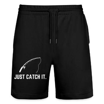 Just catch It – Lustiges Angel-Design für Angler - Stanley/Stella Unisex Bio Joggingshorts Trainer  - Schwarz - Vorne - Nik (191cm) & Marisol (170cm)