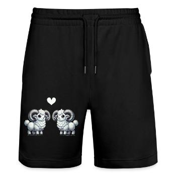 widder cartoon love - Stanley/Stella Unisex Bio Joggingshorts Trainer  - Schwarz - Vorne - Nik (191cm) & Marisol (170cm)