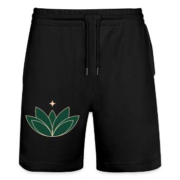 Lotus Lotusblüte - Stanley/Stella Unisex Bio Joggingshorts Trainer  - Schwarz - Vorne - Nik (191cm) & Marisol (170cm)