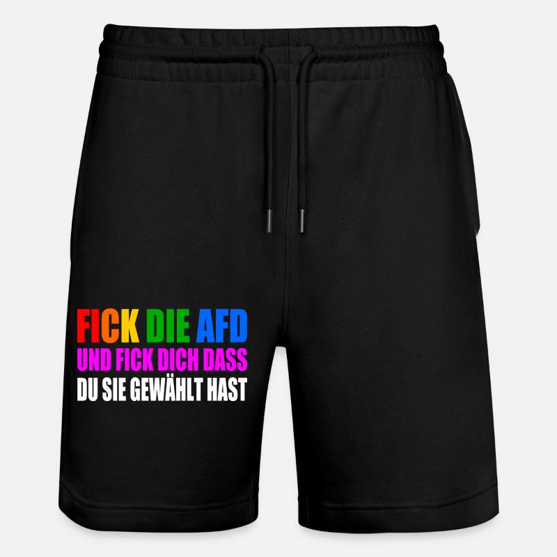 FCK AFD - Gegen Rechts - Stanley/Stella Unisex Bio Joggingshorts Trainer - Schwarz