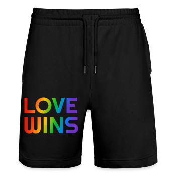 Liebe gewinnt Regenbogen LGBTQ schwul - Stanley/Stella Unisex Bio Joggingshorts Trainer  - Schwarz - Vorne - Nik (191cm) & Marisol (170cm)