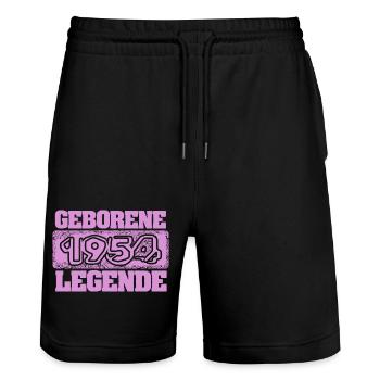 1954 - Stanley/Stella Trainer Unisex Organic Jogging Shorts - black - Front - Nik (191cm) & Marisol (170cm)