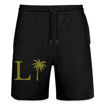 Lettre l vert Palm - Short de jogging bio TRAINER Stanley/Stella unisexe - noir - Devant - Nik (191cm) & Marisol (170cm)