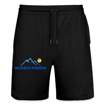 Bergfashion Marathon - Stanley/Stella Unisex Bio Joggingshorts Trainer  - Schwarz - Vorne - Nik (191cm) & Marisol (170cm)