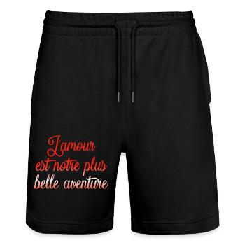 VALENTINES DAY HEART LOVE LOVE ROSE w - Stanley/Stella Trainer Unisex Organic Jogging Shorts - black - Front - Nik (191cm) & Marisol (170cm)