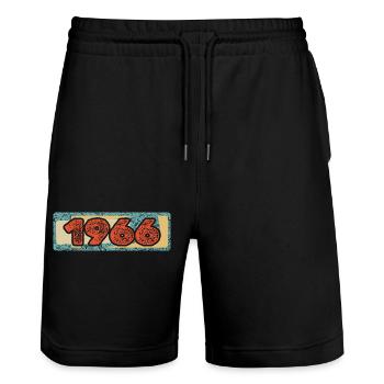 Jahr 1966 - Stanley/Stella Unisex Bio Joggingshorts Trainer  - Schwarz - Vorne - Nik (191cm) & Marisol (170cm)