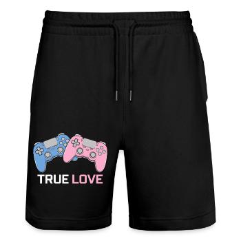 True Love - Short de jogging bio TRAINER Stanley/Stella unisexe - noir - Devant - Nik (191cm) & Marisol (170cm)