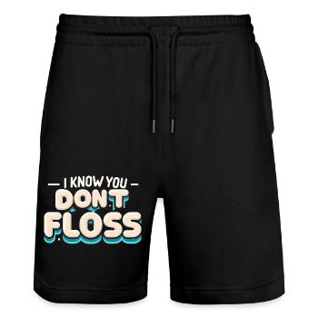 I Know You Don't Floss 14 - Stanley/Stella Unisex Bio Joggingshorts Trainer  - Schwarz - Vorne - Nik (191cm) & Marisol (170cm)