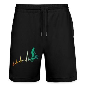 Bicycle Heartbeat Mountain Bike - Stanley/Stella Trainer Unisex Organic Jogging Shorts - black - Front - Nik (191cm) & Marisol (170cm)