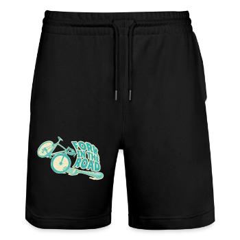 Bicycle crashing into a fork in the road - Stanley/Stella Trainer Unisex Organic Jogging Shorts - black - Front - Nik (191cm) & Marisol (170cm)