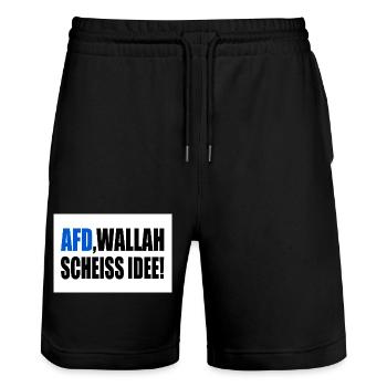 Afd wallah scheiss idee - Stanley/Stella Unisex Bio Joggingshorts Trainer  - Schwarz - Vorne - Nik (191cm) & Marisol (170cm)
