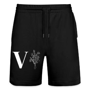 Minimalist flowers - Stanley/Stella Trainer Unisex Organic Jogging Shorts - black - Front - Nik (191cm) & Marisol (170cm)