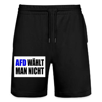 afd wählt man nicht - Stanley/Stella Unisex Bio Joggingshorts Trainer  - Schwarz - Vorne - Nik (191cm) & Marisol (170cm)