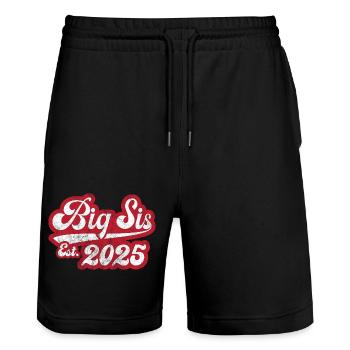 Big Sis Est 2025 - Stanley/Stella Trainer Unisex Organic Jogging Shorts - black - Front - Nik (191cm) & Marisol (170cm)