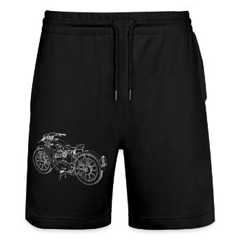 Motorrad Skizze - Stanley/Stella Unisex Bio Joggingshorts Trainer  - Schwarz - Vorne - Nik (191cm) & Marisol (170cm)